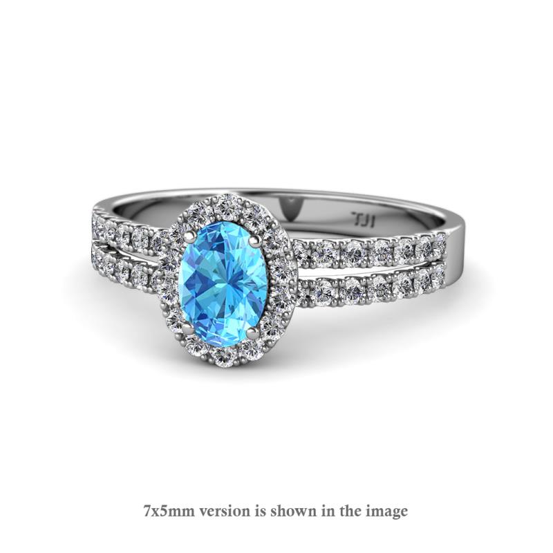 Amaya Desire Blue Topaz and Diamond Halo Engagement Ring 
