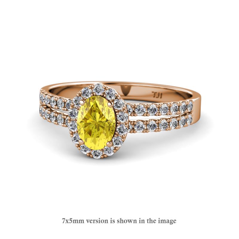 Amaya Desire Yellow Sapphire and Diamond Halo Engagement Ring 
