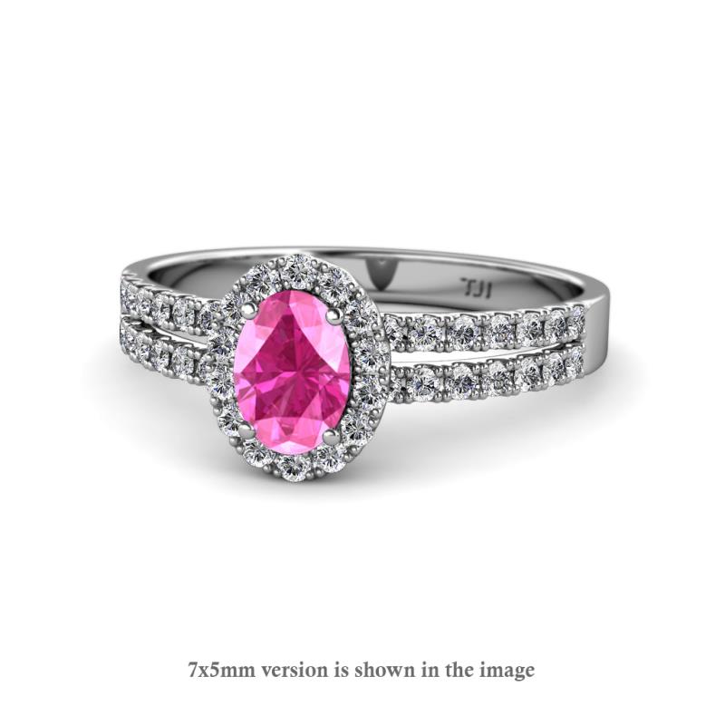 Amaya Desire Pink Sapphire and Diamond Halo Engagement Ring 