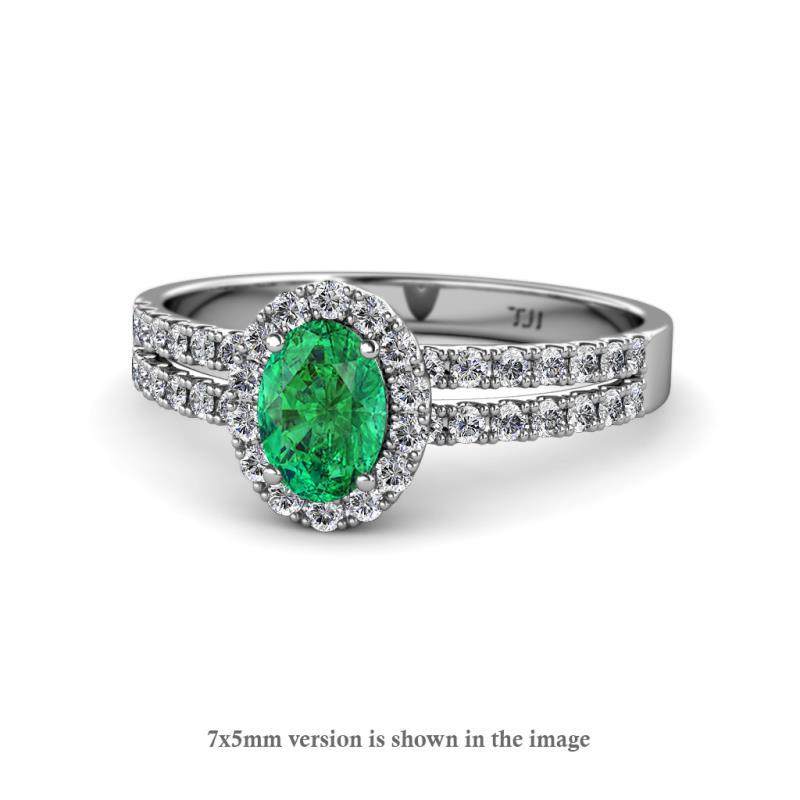 Amaya Desire Emerald and Diamond Halo Engagement Ring 