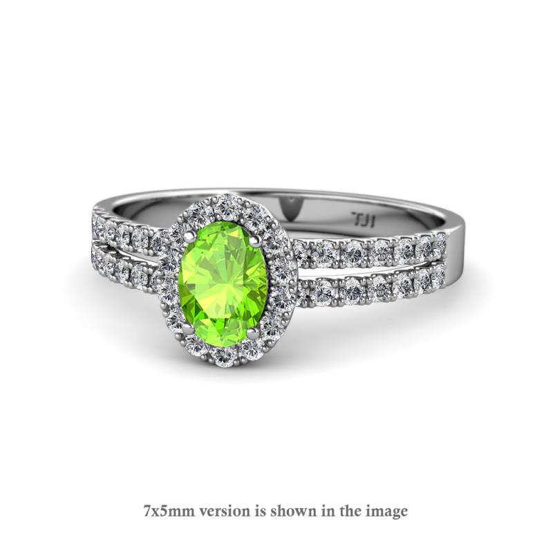 Amaya Desire Peridot and Diamond Halo Engagement Ring 