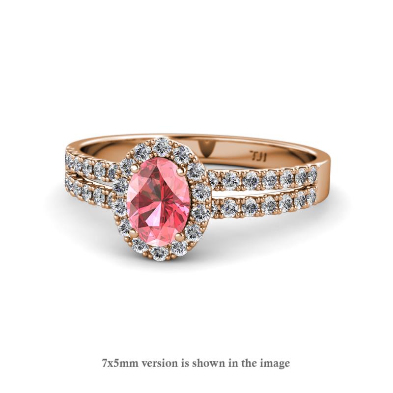 Amaya Desire Pink Tourmaline and Diamond Halo Engagement Ring 