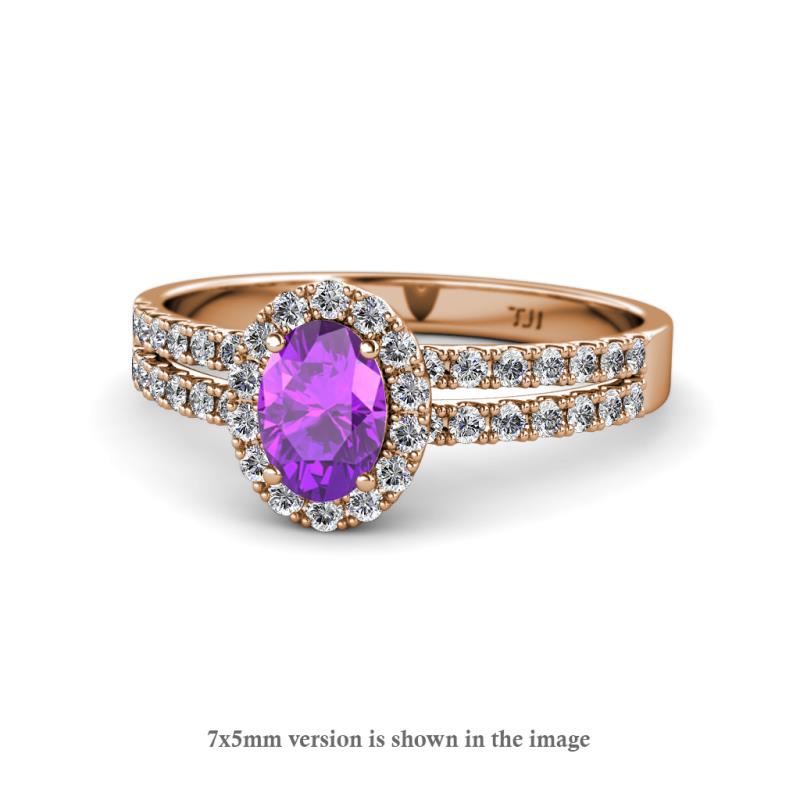 Amaya Desire Amethyst and Diamond Halo Engagement Ring 