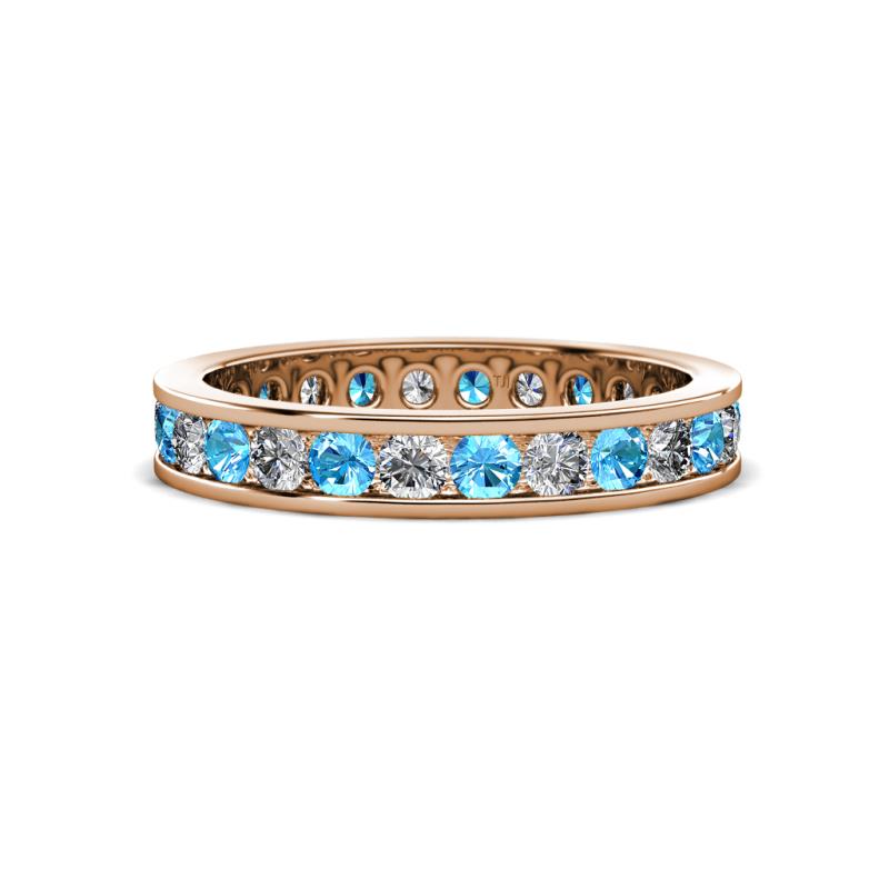 Celina 2.70 mm Round Blue Topaz and Diamond Eternity Band 
