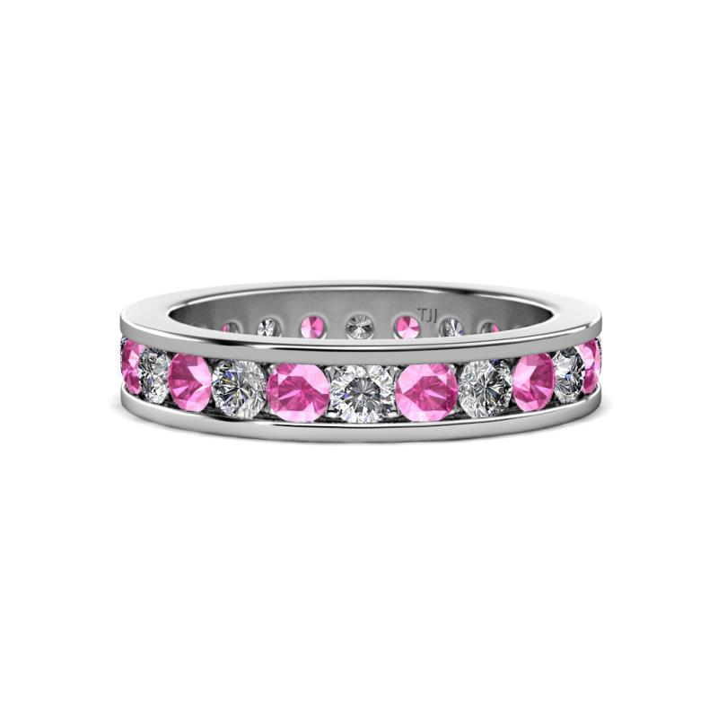 Celina 3.00 mm Round Pink Sapphire and Diamond Eternity Band 