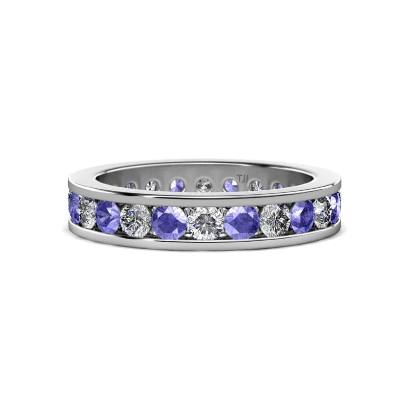 Celina 3.00 mm Round Tanzanite and Diamond Eternity Band 