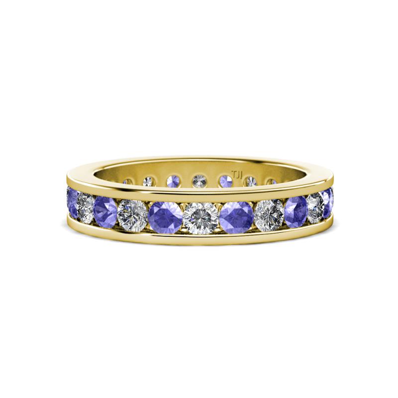 Celina 3.00 mm Round Tanzanite and Diamond Eternity Band 