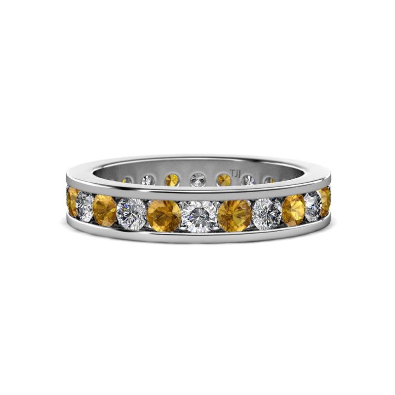 Celina 3.00 mm Round Citrine and Diamond Eternity Band 