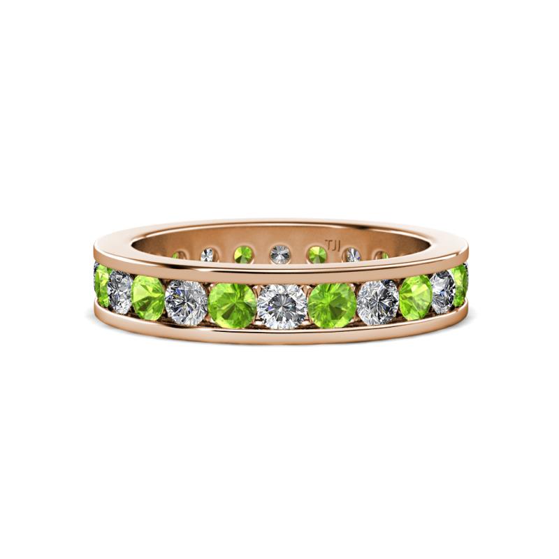 Celina 3.00 mm Round Peridot and Diamond Eternity Band 