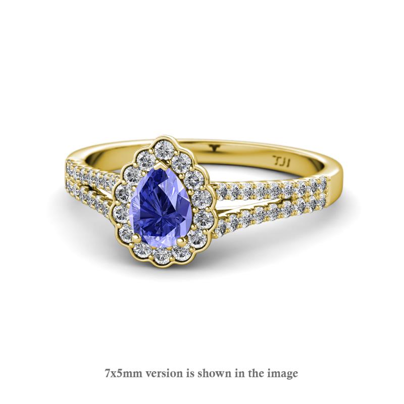 Raisa Desire Tanzanite and Diamond Halo Engagement Ring 