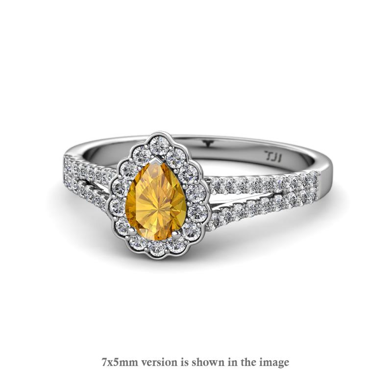 Raisa Desire Citrine and Diamond Halo Engagement Ring 