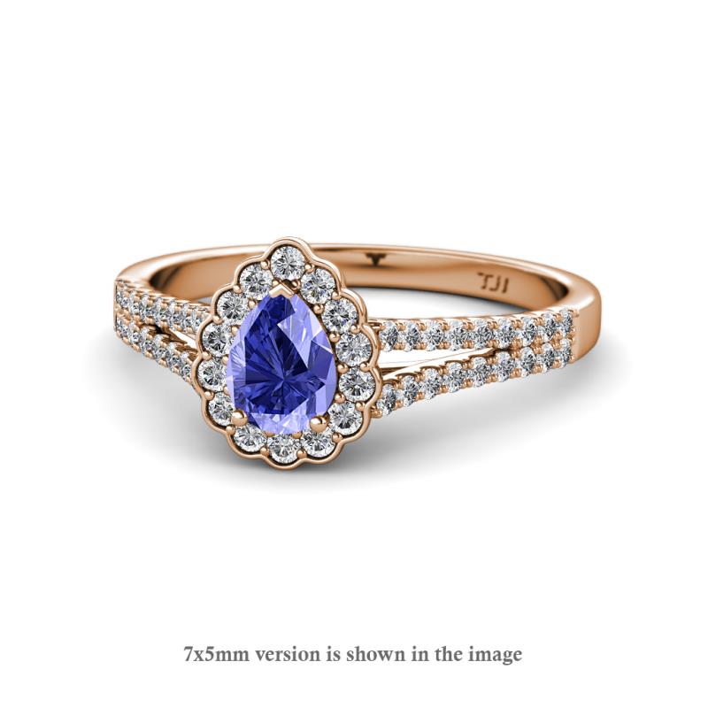 Raisa Desire Tanzanite and Diamond Halo Engagement Ring 