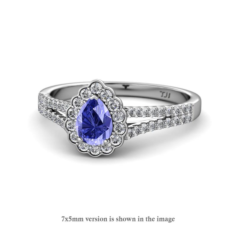Raisa Desire Tanzanite and Diamond Halo Engagement Ring 