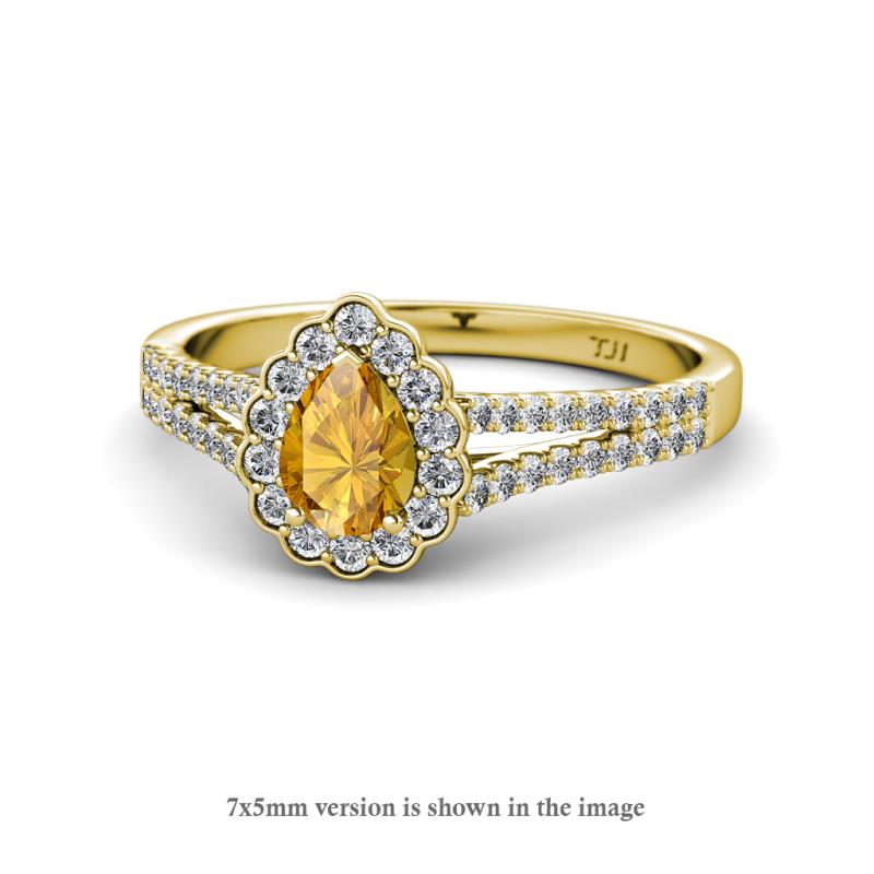 Raisa Desire Citrine and Diamond Halo Engagement Ring 