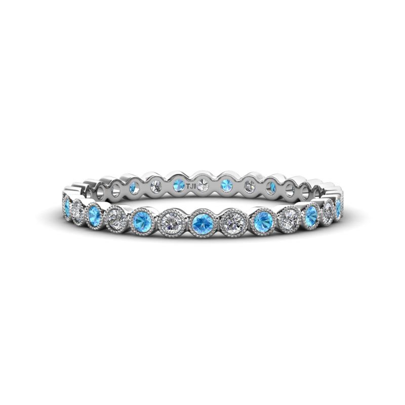 Arria 2.00 mm Blue Topaz and Diamond Eternity Band 