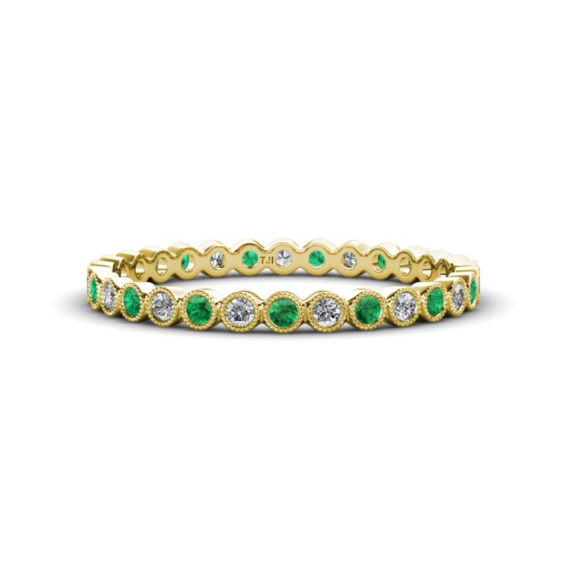 Arria 2.00 mm Created Emerald and Diamond Eternity Band 