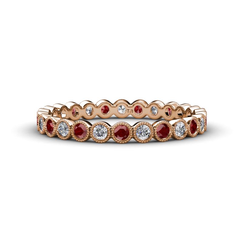 Arria 2.40 mm Red Garnet and Diamond Eternity Band 