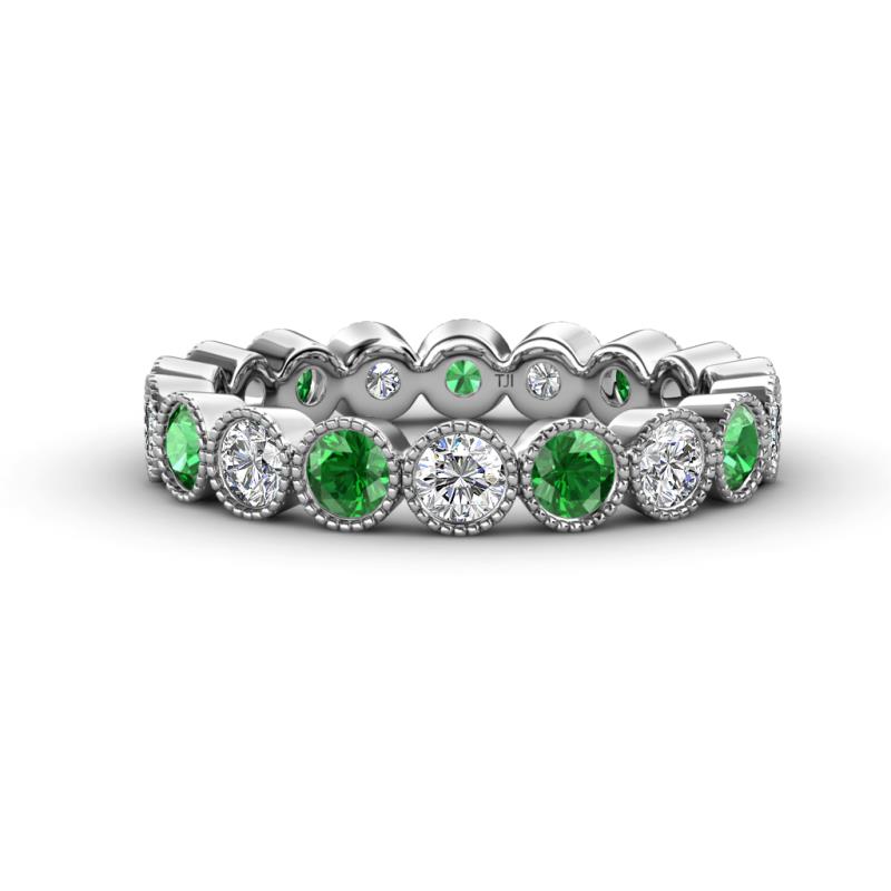 Arria 3.00 mm Green Garnet and Diamond Eternity Band 