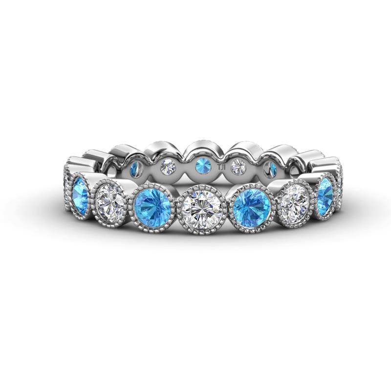 Arria 3.00 mm Blue Topaz and Diamond Eternity Band 