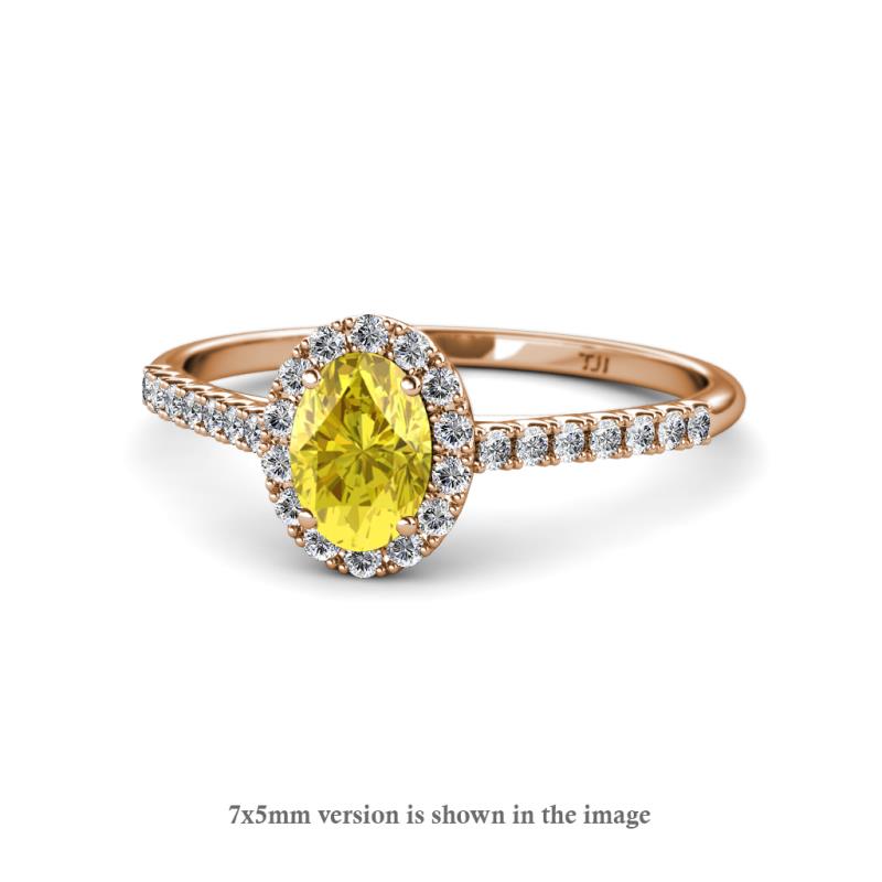 Marnie Desire Oval Cut Yellow Sapphire and Diamond Halo Engagement Ring 