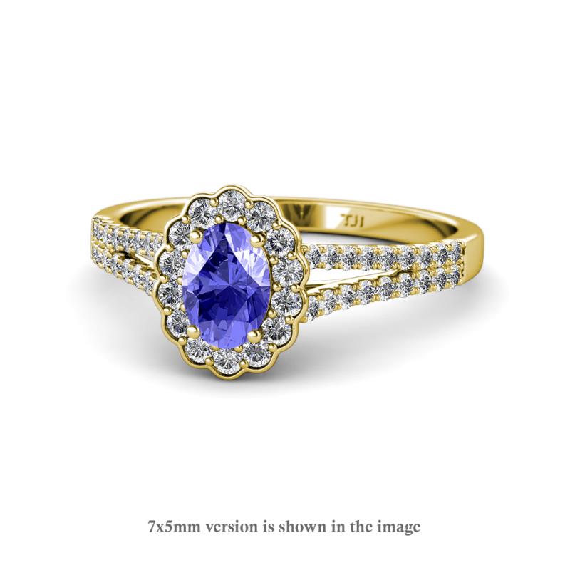 Raisa Desire Tanzanite and Diamond Halo Engagement Ring 