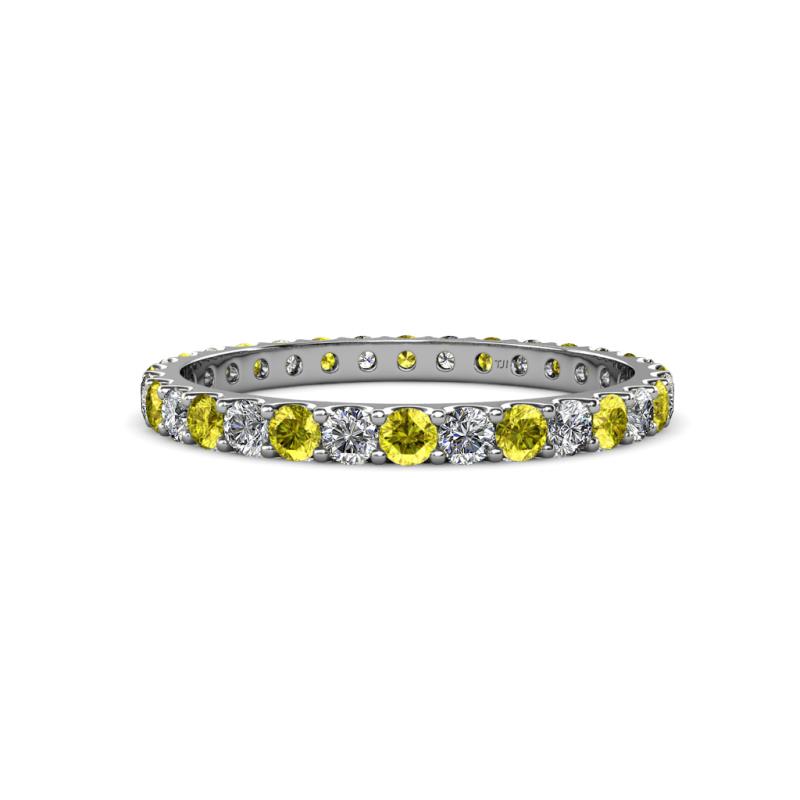 Audrey 2.70 mm Yellow and White Diamond U Prong Eternity Band 