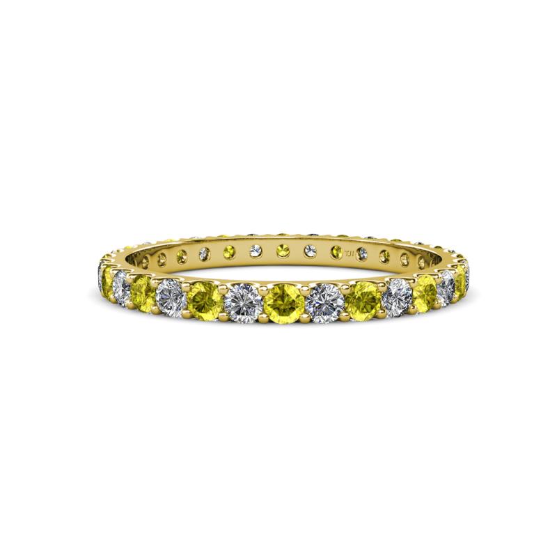 Audrey 2.70 mm Yellow and White Diamond U Prong Eternity Band 