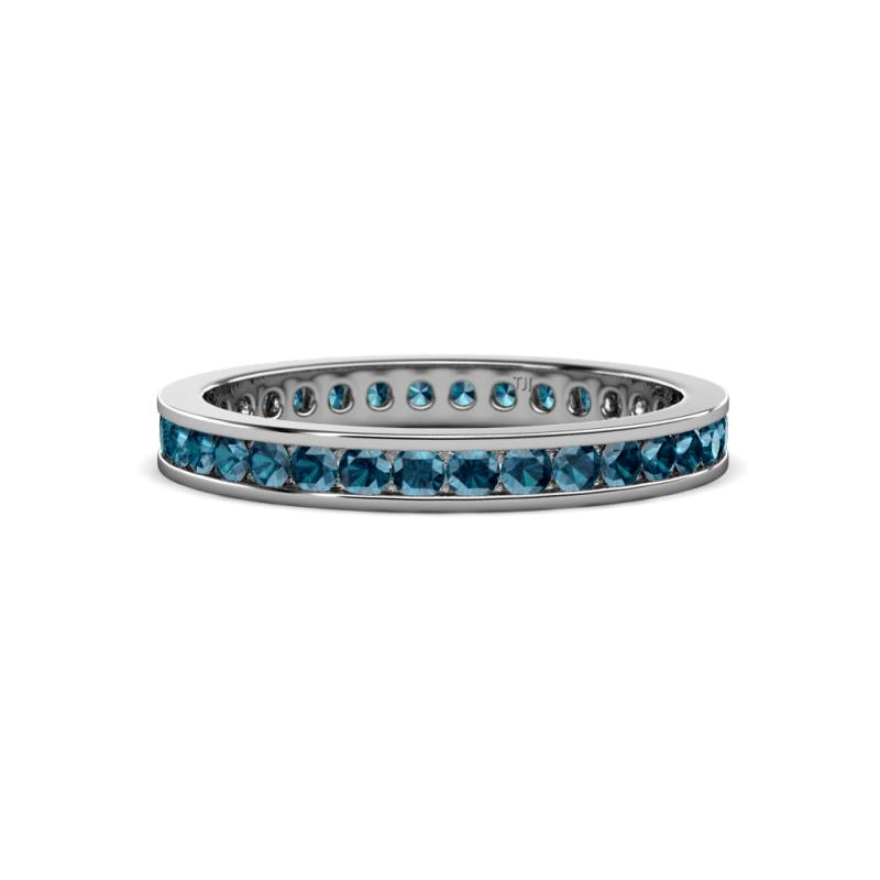 Celina 2.00 mm Round Blue Diamond Eternity Band 