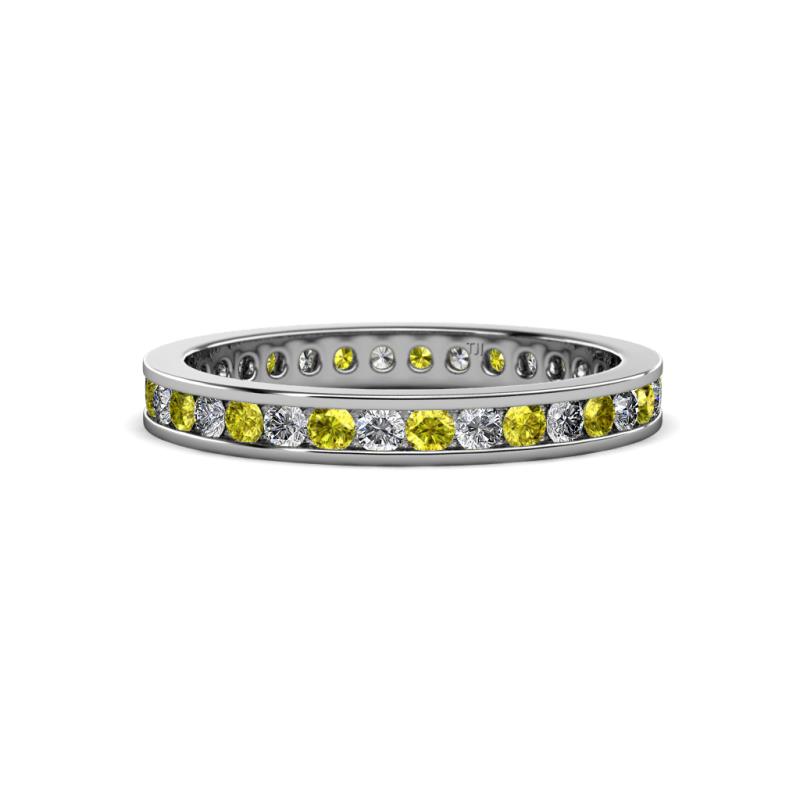 Celina 2.00 mm Round Yellow and White Diamond Eternity Band 