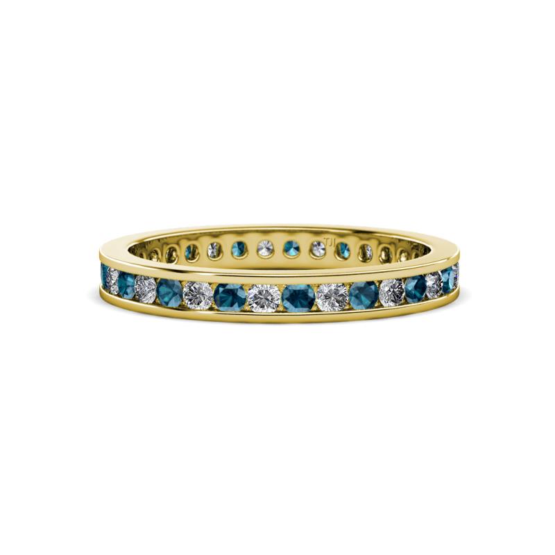 Celina 2.00 mm Round Blue and White Diamond Eternity Band 