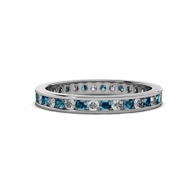 Celina 2.00 mm Round Blue and White Diamond Eternity Band 