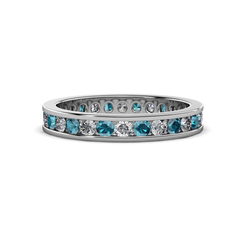 Celina 2.40 mm Round London Blue Topaz and Diamond Eternity Band 