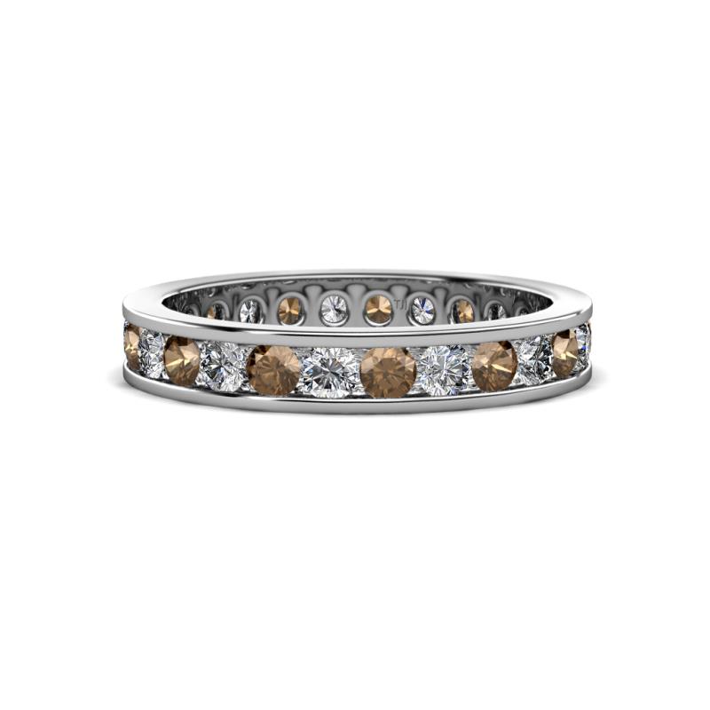 Celina 2.70 mm Round Smoky Quartz and Diamond Eternity Band 