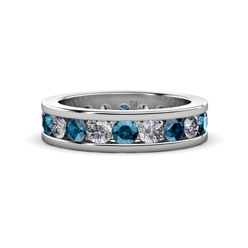 Celina 3.40 mm Round Blue and White Diamond Eternity Band 