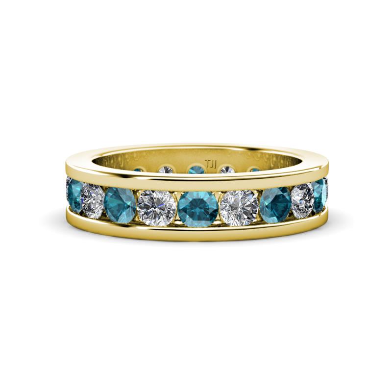 Celina 3.40 mm Round London Blue Topaz and Diamond Eternity Band 
