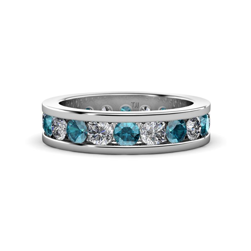 Celina 3.40 mm Round London Blue Topaz and Diamond Eternity Band 