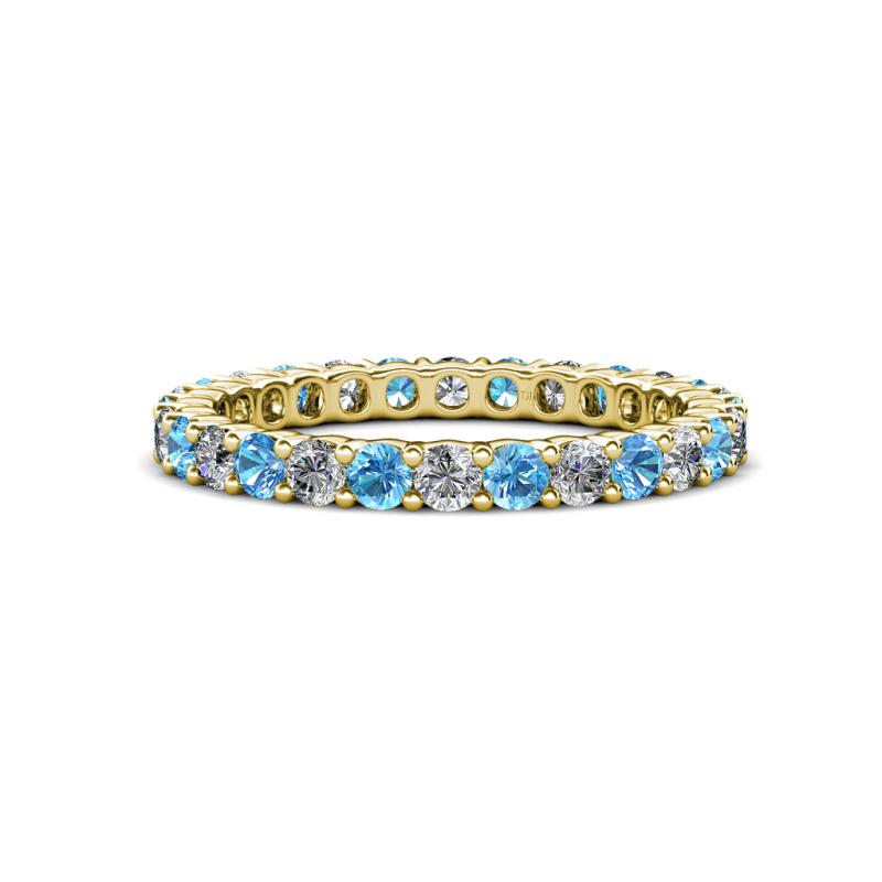 Joyce 2.70 mm Blue Topaz and Diamond Eternity Band 