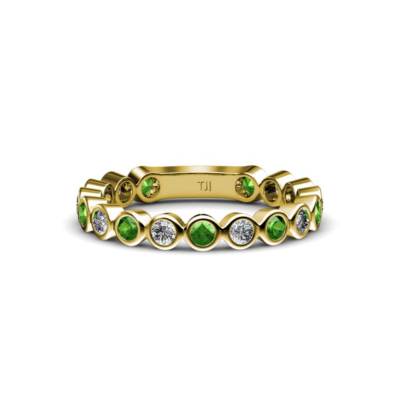 Ashlyn 2.30 mm Green Garnet and Diamond 3/4 Eternity Band 