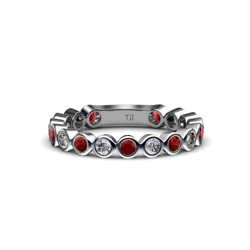 Ashlyn 2.30 mm Red Garnet and Diamond 3/4 Eternity Band 