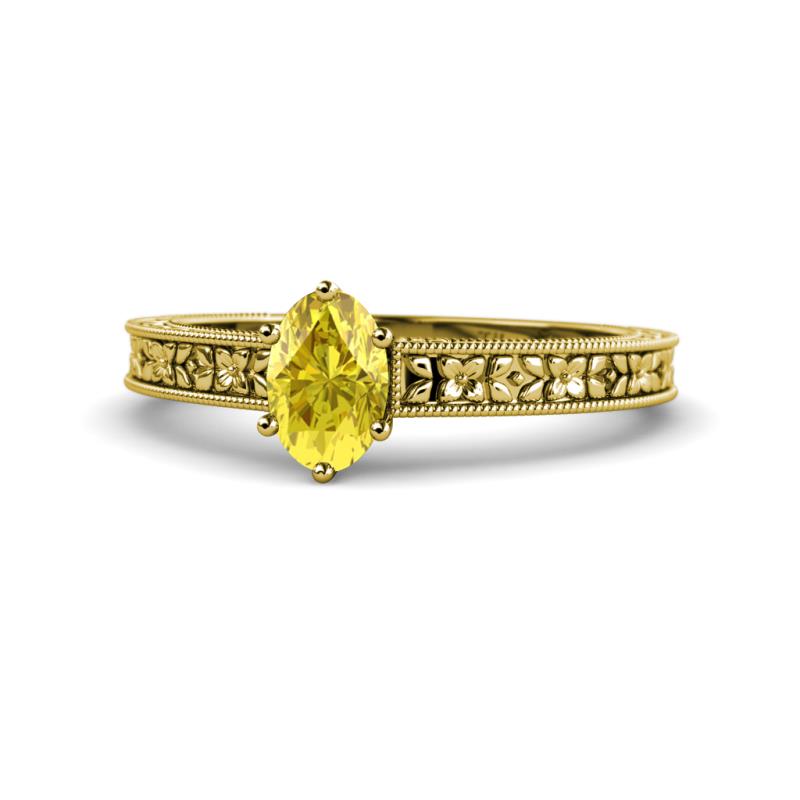 Florian Classic 7x5 mm Oval Cut Yellow Sapphire Solitaire Engagement Ring 