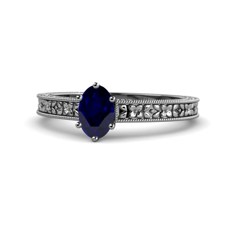 Florian Classic 7x5 mm Oval Cut Blue Sapphire Solitaire Engagement Ring 