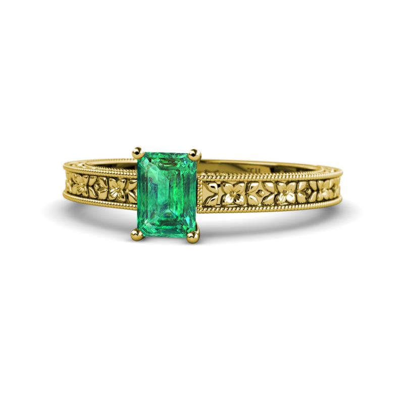 Florian Classic 7x5 mm Emerald Shape Emerald Solitaire Engagement Ring 