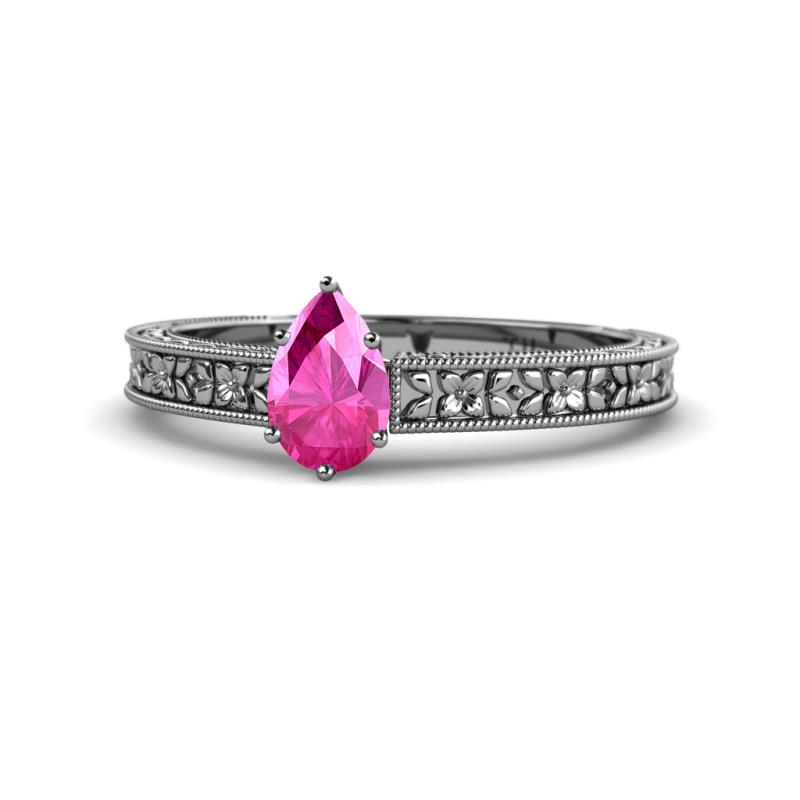 Florian Classic 7x5 mm Pear Cut Pink Sapphire Solitaire Engagement Ring 