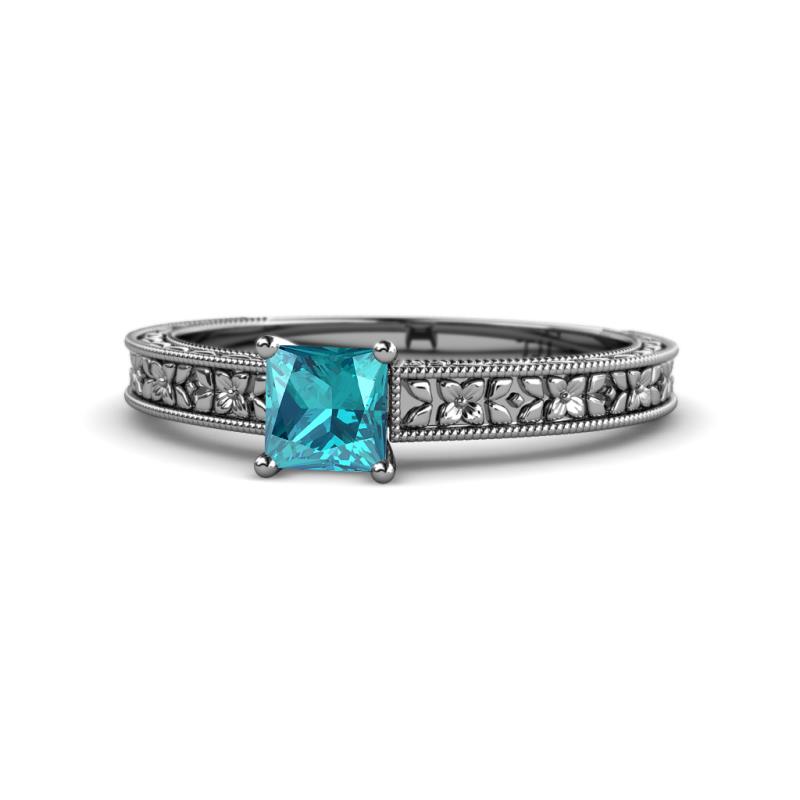 Florian Classic 5.5 mm Princess Cut London Blue Topaz Solitaire Engagement Ring 