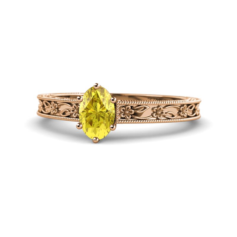 Florie Classic 7x5 mm Oval Cut Yellow Sapphire Solitaire Engagement Ring 