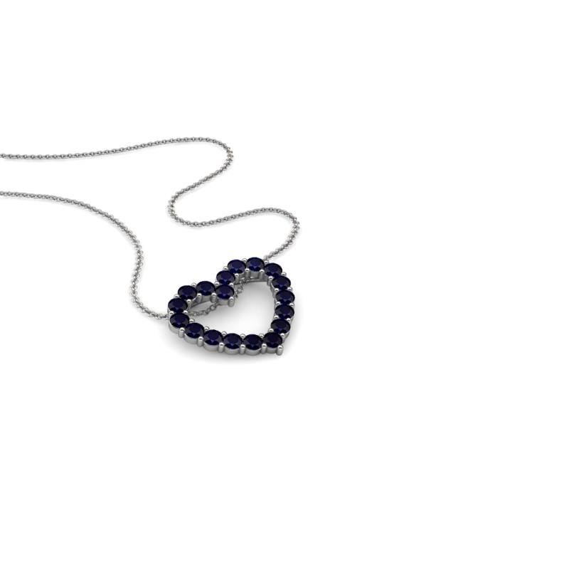 Zayna Blue Sapphire Heart Pendant Round Blue Sapphire Heart Pendant Necklace ctw K White GoldIncluded Inches K White Gold Chain