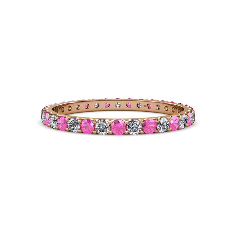 Audrey 2.00 mm Pink Sapphire and Diamond U Prong Eternity Band 