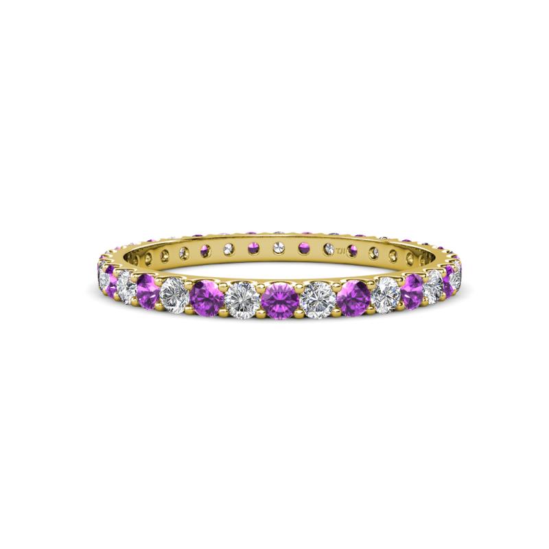 Audrey 2.40 mm Amethyst and Diamond U Prong Eternity Band 