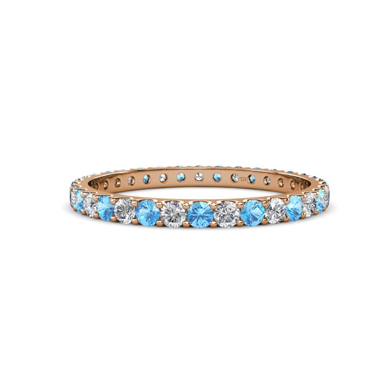 Audrey 2.40 mm Blue Topaz and Diamond U Prong Eternity Band 