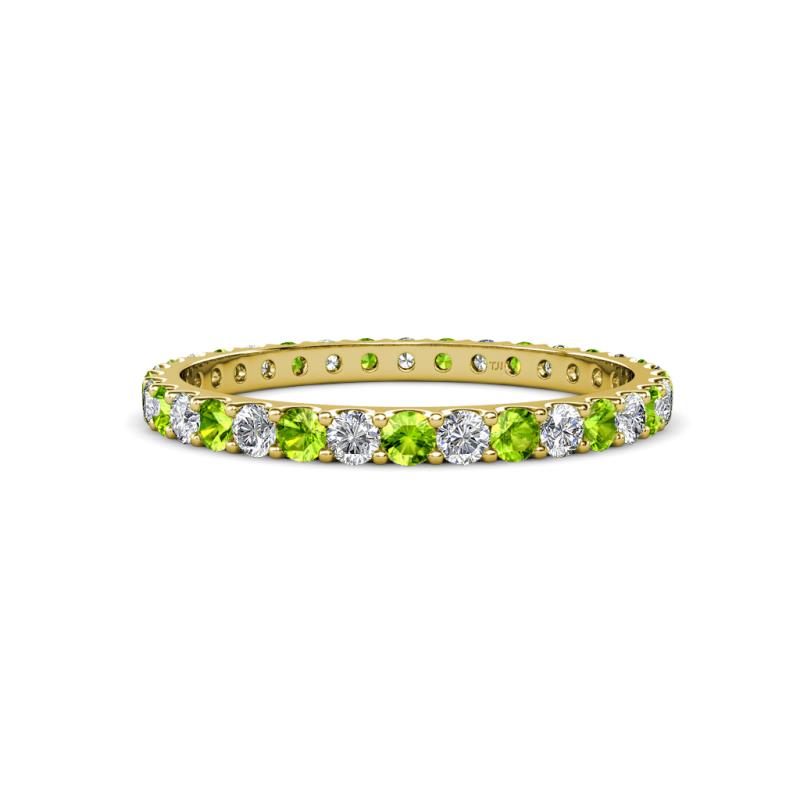 Audrey 2.40 mm Peridot and Diamond U Prong Eternity Band 
